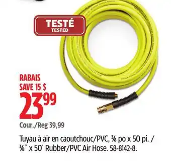 Canadian Tire 3⁄8˝ x 50´ Rubber/PVC Air Hose offer