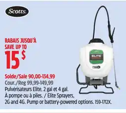 Canadian Tire Scotts Elite Sprayers, 2G and 4G offer