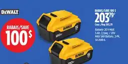 Canadian Tire Dewalt 20V MAX 5Ah Battery, 2-Pk offer