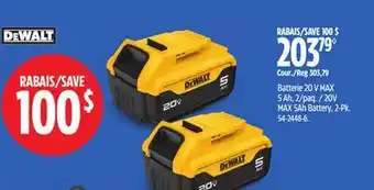 Canadian Tire Dewalt 20V MAX 5Ah Battery, 2-Pk offer