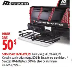 Canadian Tire Motomaster Selected Hitch Baskets offer