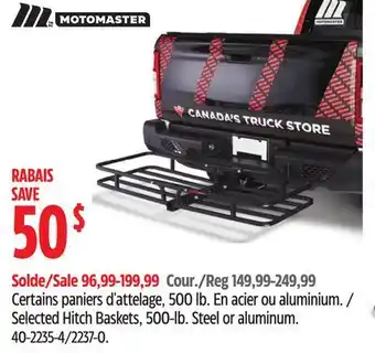 Canadian Tire Motomaster Selected Hitch Baskets offer