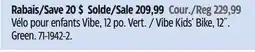 Canadian Tire Vibe Kids' Bike, 12˝. Green offer