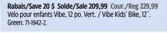 Canadian Tire Vibe Kids' Bike, 12˝. Green offer