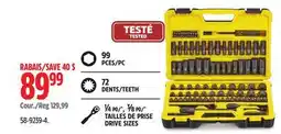 Canadian Tire Stanley 99 PCES/PC 72 DENTS/TEETH ¼ PO/, ⅜ PO/ TAILLES DE PRISE DRIVE SIZES offer