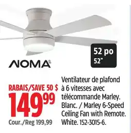 Canadian Tire Marley 6-Speed Ceiling Fan with Remote White offer