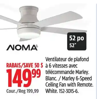 Canadian Tire Marley 6-Speed Ceiling Fan with Remote White offer