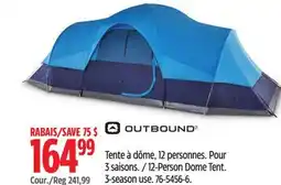 Canadian Tire Outbound 12-Person Dome Tent. 3-season use offer