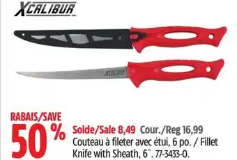 Canadian Tire XCALIBUR Fillet Knife with Sheath, 6˝ offer