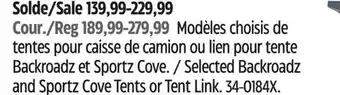 Canadian Tire Napier Selected Backroadz and Sportz Cove Tents or Tent Link offer