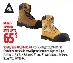 Canadian Tire SA Selected 6˝ and 8˝ Work Boots for Men offer