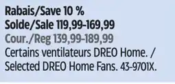 Canadian Tire Selected DREO Home Fans offer