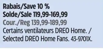 Canadian Tire Selected DREO Home Fans offer