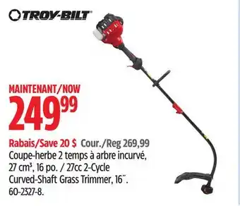 Canadian Tire TROY-BILT 27cc 2-Cycle Curved-Shaft Grass Trimmer offer