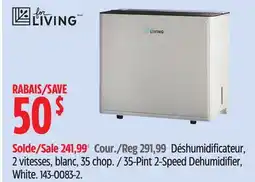 Canadian Tire for LIVING 35-Pint 2-Speed Dehumidifier, White offer