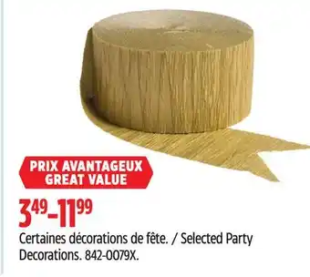 Canadian Tire Selected Party Decorations offer