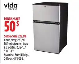 Canadian Tire Vida by Paderno 3.1Cu-Ft Stainless-Steel Fridge offer