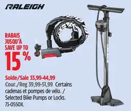 Canadian Tire Raleigh Selected Bike Pumps or Locks offer