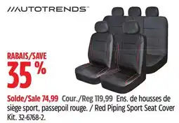 Canadian Tire Autotrends Red Piping Sport Seat Cover Kit offer