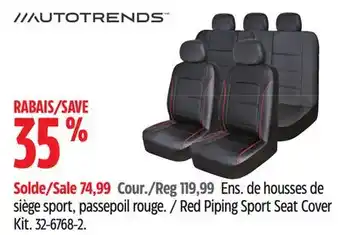 Canadian Tire Autotrends Red Piping Sport Seat Cover Kit offer