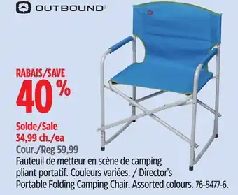 Canadian Tire OUTBOUND Director's Portable Folding Camping Chair offer