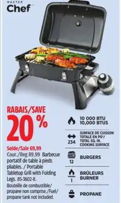 Canadian Tire MASTER CHEF Portable Tabletop Grill with Folding Legs offer