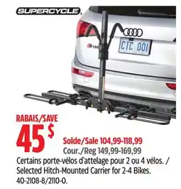 Canadian Tire Supercycle Selected Hitch-Mounted Carrier for 2-4 Bikes offer