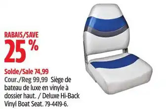 Canadian Tire Deluxe Hi-Back Vinyl Boat Seat offer