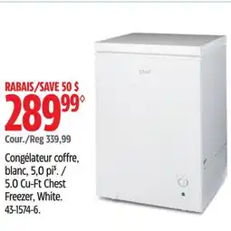 Canadian Tire Master-chef 5.0 Cu-Ft Chest Freezer, White offer