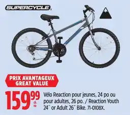 Canadian Tire SUPERCYCLE Reaction Youth 24˝ or Adult 26˝ Bike offer