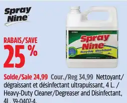 Canadian Tire Spray Nine Heavy-Duty Cleaner/Degreaser and Disinfectant offer