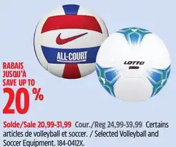 Canadian Tire Selected Volleyball and Soccer Equipment offer