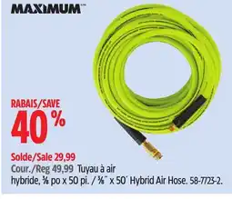 Canadian Tire Maximum 3⁄8˝ x 50´ Hybrid Air Hose offer