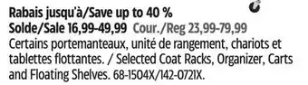 Canadian Tire Selected Coat Racks, Organizer, Carts and Floating Shelves offer