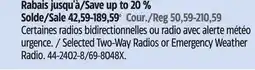 Canadian Tire RCA Selected Two-Way Radios or Emergency Weather Radio offer