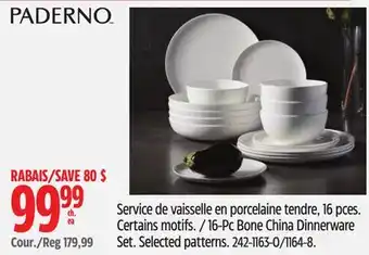 Canadian Tire PADERNO 16-Pc Bone China Dinnerware Set offer