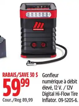 Canadian Tire MotoMaster 12V Digital Hi-Flow Tire Inflator offer