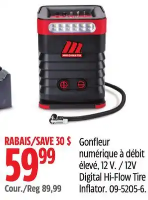Canadian Tire MotoMaster 12V Digital Hi-Flow Tire Inflator offer