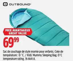 Canadian Tire OUTBOUND Kids' Mummy Sleeping Bag offer