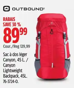 Canadian Tire OUTBOUND Canyon Lightweight Backpack offer
