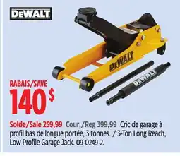 Canadian Tire Dewalt 3-Ton Long Reach, Low Profile Garage Jack offer