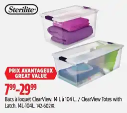 Canadian Tire Sterilite ClearView Totes with Latch offer