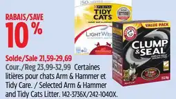 Canadian Tire Selected Arm & Hammer and Tidy Cats Litter offer