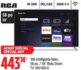 Canadian Tire RCA 58˝ Roku Smart TV offer