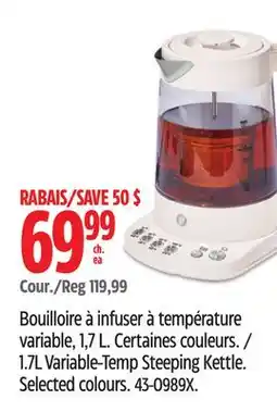 Canadian Tire Vida By Paderno 1.7L Variable-Temp Steeping Kettle offer
