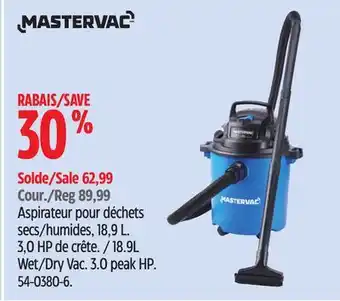 Canadian Tire Mastervac 18.9L Wet/Dry Vac offer