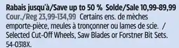 Canadian Tire Maximum Selected Cut-Off Wheels, Saw Blades or Forstner Bit Sets offer