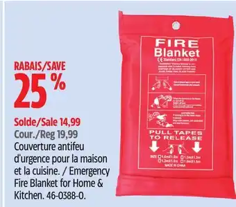 Canadian Tire Emergency fire blanket for home & kitchen offer