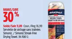 Canadian Tire Simoniz Streak-Free Drying Towel offer