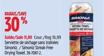 Canadian Tire Simoniz Streak-Free Drying Towel offer